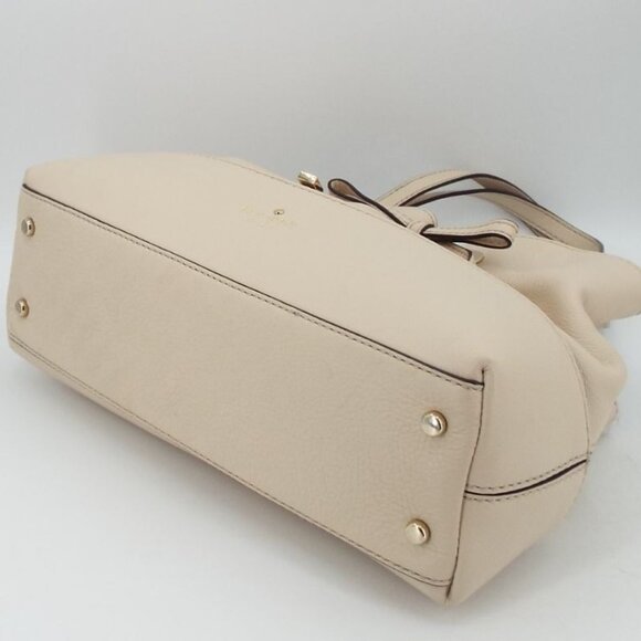 Kate Spade West Valley Maryanne Tie Front Cream Pebbled Leather Handbag - Picture 7 of 14
